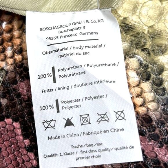 Betty Barclay Faux Snake Skin Crossbody Bag with Wristlet Handle Pink Tan Green - Picture 7 of 13